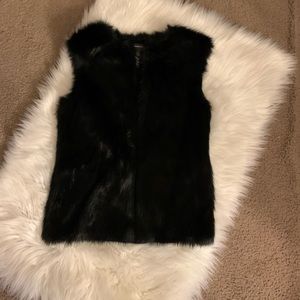 INC Black fur vest
